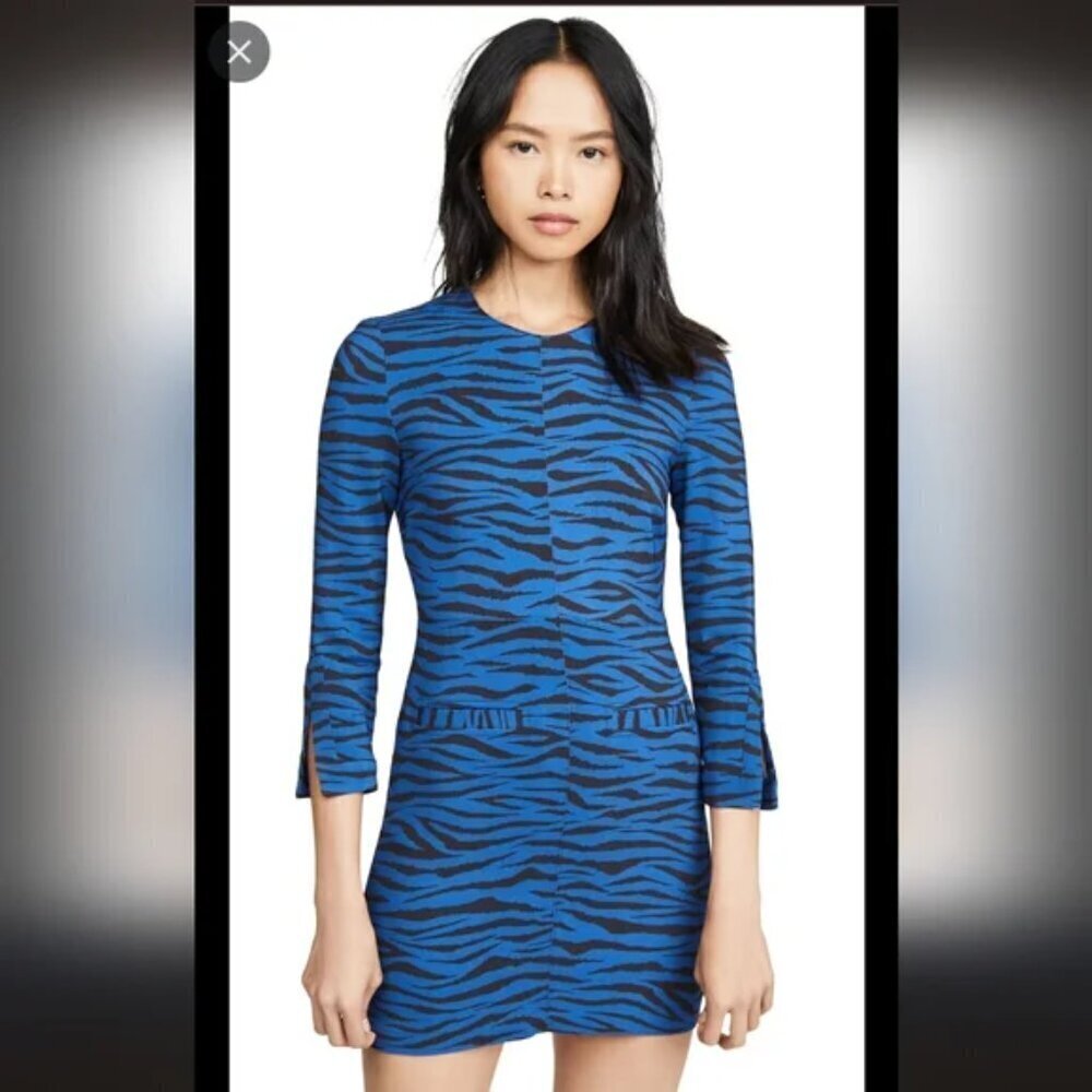 ALC Blue Black Zebra Animal Print Office Day to Night Work Dress Sz 8